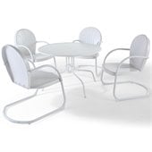 Crosley Griffith 40 Metal 5 Piece Outdoor Dining Table Set in White
