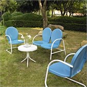 Crosley Griffith 4 Metal Outdoor Seating Set in Sky Blue