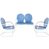 Crosley Griffith 3 Metal Outdoor Seating Set in Sky Blue