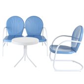 Crosley Griffith 3 Metal Outdoor Seating Set in Sky Blue