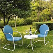 Crosley Griffith 3 Metal Outdoor Seating Set in Sky Blue