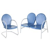 Crosley Griffith 2 Metal OutdoorConversation Seating Set in Sky Blue