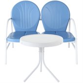 Crosley Griffith 2 Metal Outdoor Seating Set in Sky Blue
