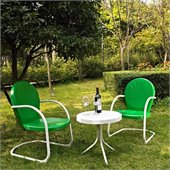Crosley Griffith 3 Metal Outdoor Seating Set in Grasshopper Green