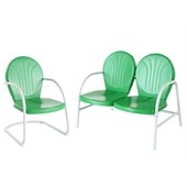 Crosley Griffith 2 Metal Outdoor Seating Set in Grasshopper Green