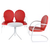Crosley Griffith 3 Metal Outdoor Seating Set in Red