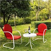 Crosley Griffith 3 Metal Outdoor Seating Set in Red