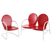 Crosley Griffith 2 Metal Outdoor Seating Set in Red