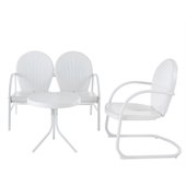 Crosley Griffith 3 Metal Outdoor Seating Set in White