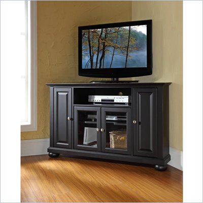 Crosley Furniture Alexandria 48" Corner TV Stand in Black Finish