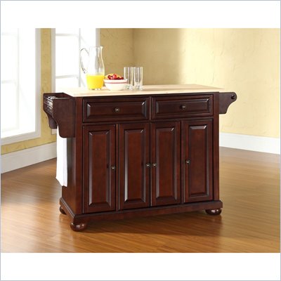 Crosley Furniture Alexandria Natural Wood Top Mahogany Kitchen Island