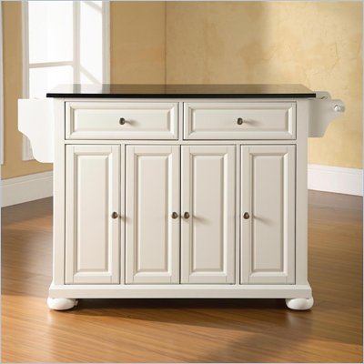 Crosley Furniture Alexandria Solid Black Granite Top Kitchen Island in White Finish