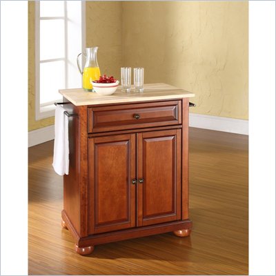 Crosley Furniture Alexandria Natural Wood Top Kitchen Island in Cherry