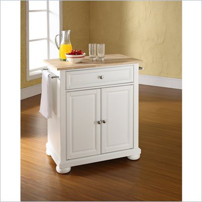 Crosley Furniture Alexandria Natural Wood Top Kitchen Island in White