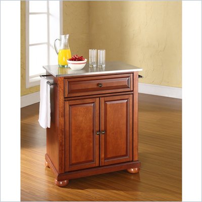 Crosley Furniture Alexandria Stainless Steel Top Cherry Kitchen Island