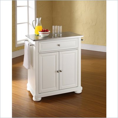 Crosley Furniture Alexandria Stainless Steel Top White Kitchen Island