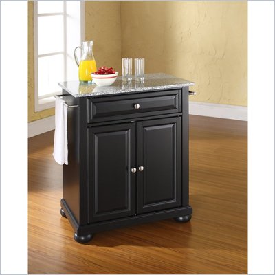 Crosley Furniture Alexandria Solid Granite Top Kitchen Island in Black