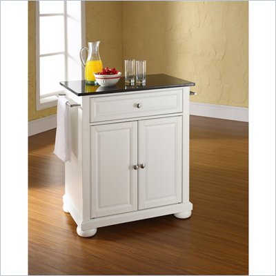 Crosley Furniture Alexandria Black Granite Top Kitchen Island in White
