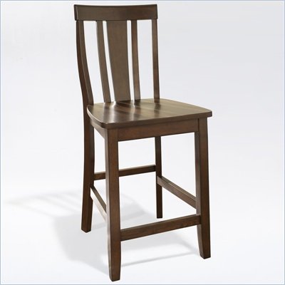 Crosley Furniture Counter Height Shield Back Bar Stool in Vintage Mahogany Finish