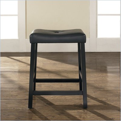 Crosley Furniture Counter Height Upholstered Saddle Seat Bar Stool in Black Finish