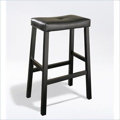 Crosley Furniture Bar Height Upholstered Saddle Seat Bar Stool in Black Finish