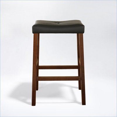 Crosley Furniture Bar Height Upholstered Saddle Seat Bar Stool in Classic Cherry Finish