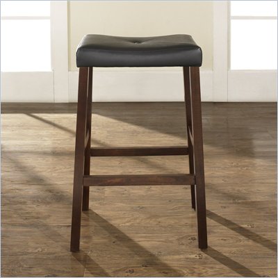 Crosley Furniture Bar Height Upholstered Saddle Seat Bar Stool in Vintage Mahogany Finish