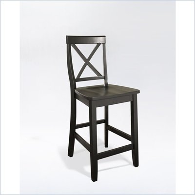 Crosley Furniture Counter Height X-Back Bar Stool in Black Finish