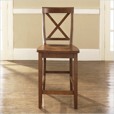 Crosley Furniture Counter Height X-Back Bar Stool in Cherry Finish