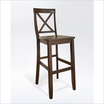 Crosley Furniture Bar Height X-Back Bar Stool in Mahogany Finish