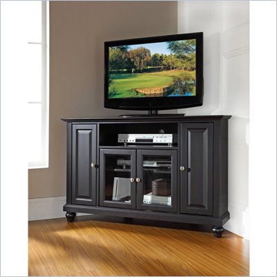 Crosley Furniture Cambridge 48" Corner TV Stand in Black Finish