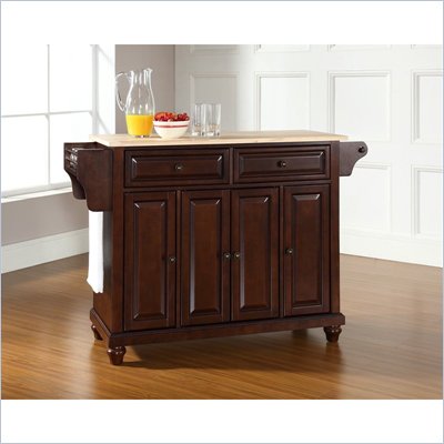 Crosley Furniture Cambridge Natural Wood Top Mahogany Kitchen Island