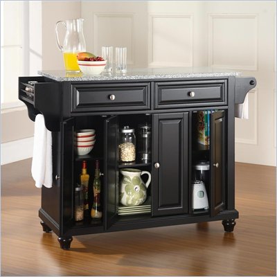 Crosley Furniture Cambridge Solid Granite Top Kitchen Island in Black Finish
