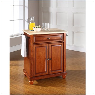 Crosley Furniture Cambridge Natural Wood Top Kitchen Island in Cherry