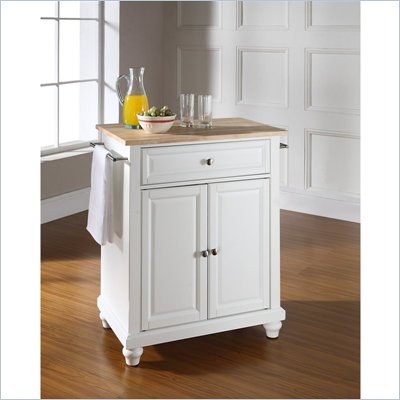 Crosley Furniture Cambridge Natural Wood Top Kitchen Island in White