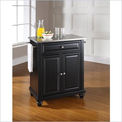 Crosley Furniture Cambridge Stainless Steel Top Black Kitchen Island