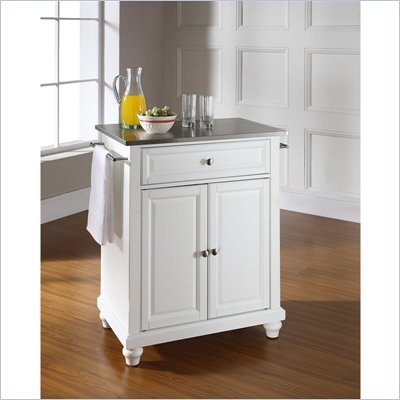 Crosley Furniture Cambridge Stainless Steel Top White Kitchen Island