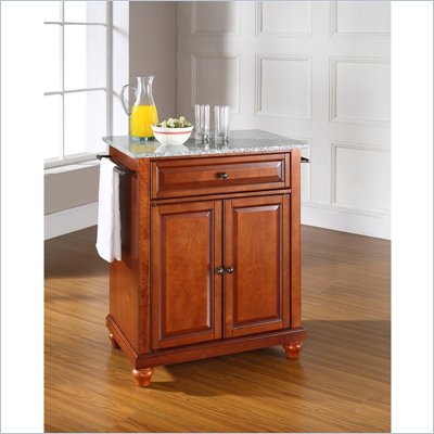 Crosley Furniture Cambridge Solid Granite Top Kitchen Island in Cherry