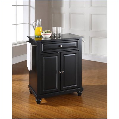 Crosley Furniture Cambridge Black Granite Top Kitchen Island in Black