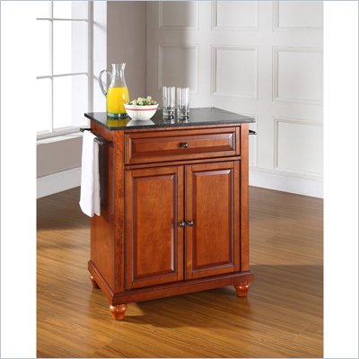 Crosley Furniture Cambridge Black Granite Top Kitchen Island in Cherry