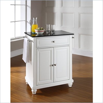 Crosley Furniture Cambridge Black Granite Top Kitchen Island in White