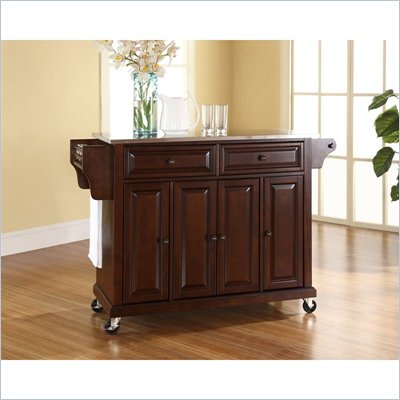 Crosley Furniture Stainless Steel Top Mahogany Kitchen Cart
