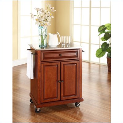 Crosley Furniture Stainless Steel Top Classic Cherry Kitchen Cart