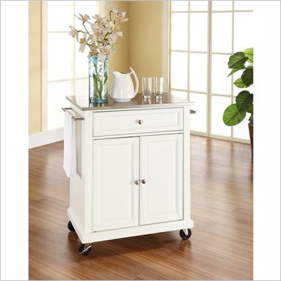 Crosley Furniture Stainless Steel Top Kitchen Cart in White