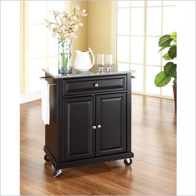 Crosley Furniture Solid Granite Top Kitchen Cart in Black