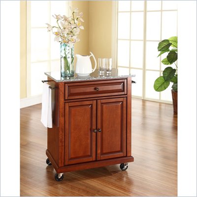 Crosley Furniture Solid Granite Top Classic Cherry Kitchen Cart