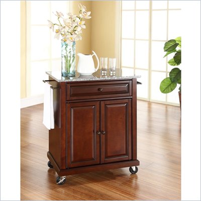 Crosley Furniture Solid Granite Top Kitchen Cart in Mahogany