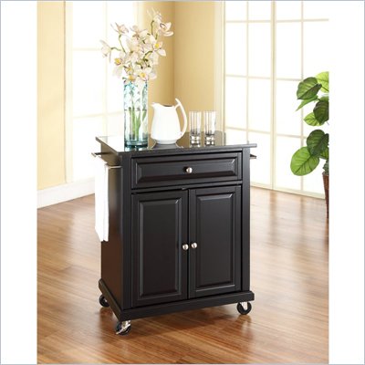 Crosley Furniture Solid Black Granite Top Kitchen Cart in Black