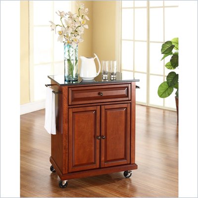 Crosley Furniture Black Granite Top Classic Cherry Kitchen Cart