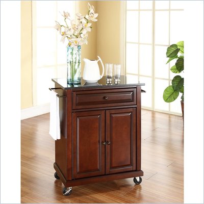 Crosley Furniture Solid Black Granite Top Mahogany Kitchen Cart